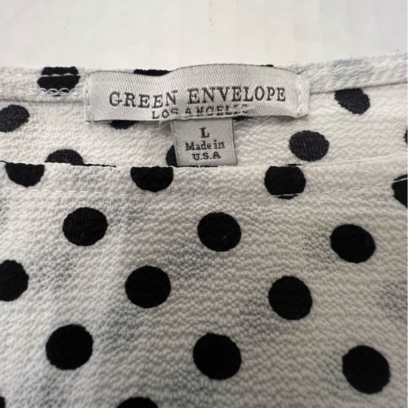 GREEN ENVELOPE WOMEN’S BLOUSE WITH RUFFLE 3/4 LENGTH SLEEVE DRESSY TOP. LARGE - Picture 5 of 6